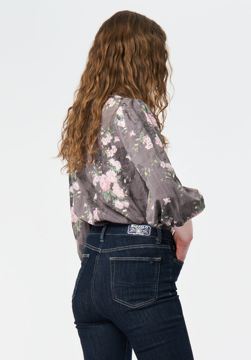 Emilijah Women's Romantic Puff Sleeve Floral Blouse color FLORAL BOUQUET