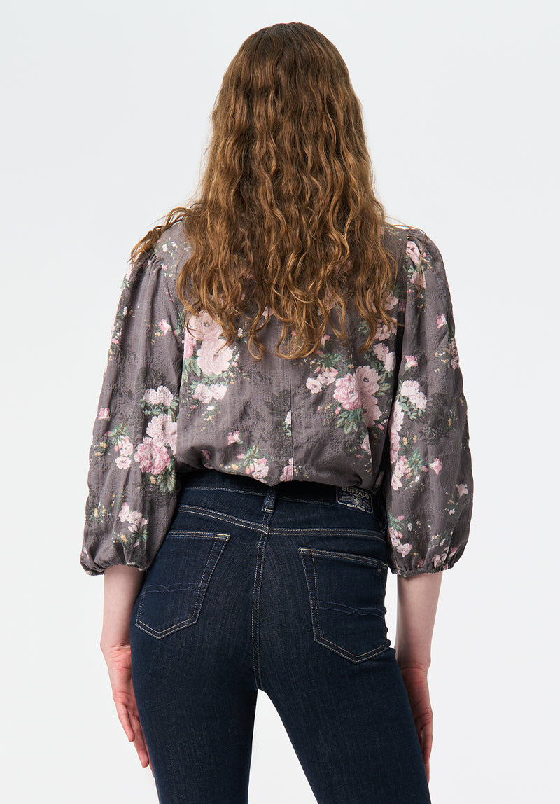 Emilijah Women's Romantic Puff Sleeve Floral Blouse color FLORAL BOUQUET