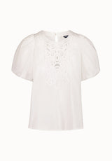 Leonella Women's Puff Sleeve Embroidered Blouse, White - WT0204P