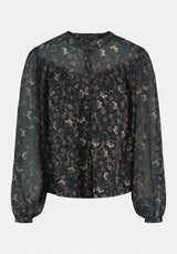 Clara Anne Women's Sheer Floral Button-Front Blouse color VINTAGE FLORAL