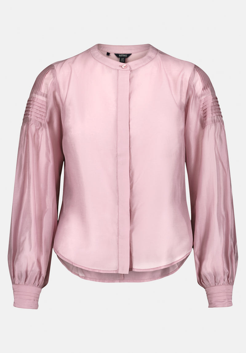 Fifi Women's Pleated Shoulder Detail Long Sleeve Blouse color BURNISHED LILAC