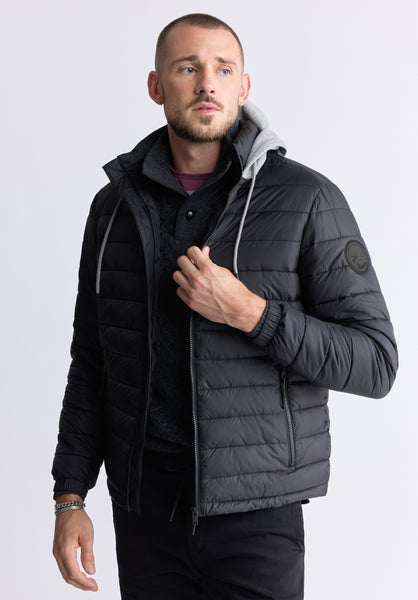 Chad Men’s Quilted Hooded Puffer Jacket, Black - OBMOE002