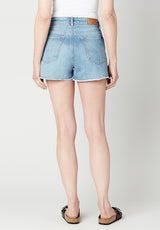 High Rise Relaxed Goldie Mid Blue Sanded Shorts - BL15802
