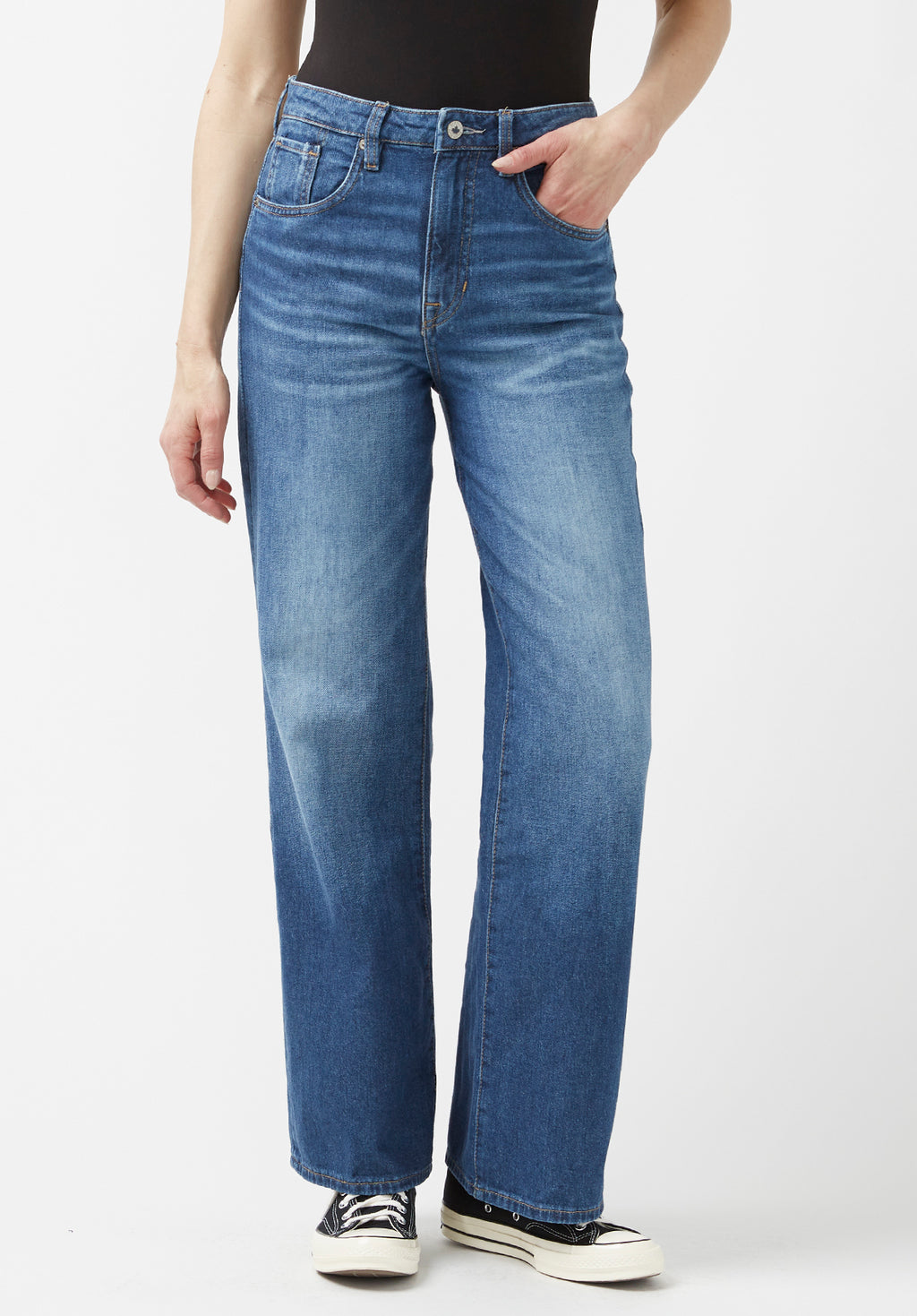 High Rise Wide Leg Addie Women s Jeans in Antique Sanded Blue BL15817