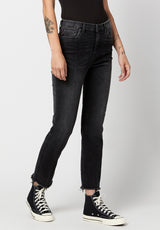 Buffalo David Bitton HIGH RISE STRAIGHT JAYDEN Dark & Worn Jeans - BL15818 Color BLACK