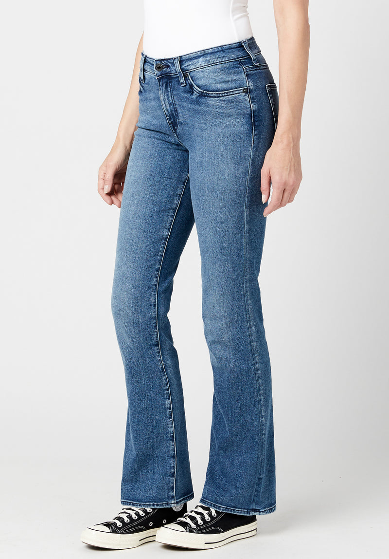 Mid Rise Bootcut Queen Women's Jeans in Whiskered and Sanded Blue - BL15831