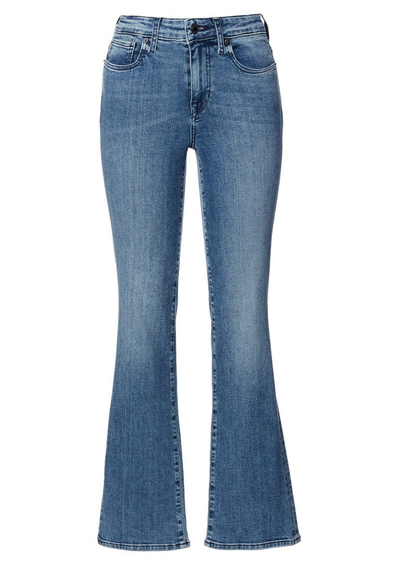 Mid Rise Bootcut Queen Women's Jeans in Whiskered and Sanded Blue - BL15831