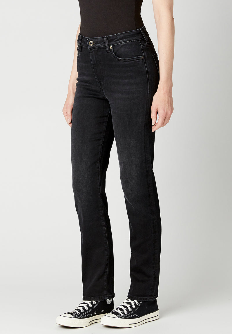 Buffalo David Bitton High Rise STRAIGHT JAYDEN Faded Black Jeans - BL15834 Color CARBON