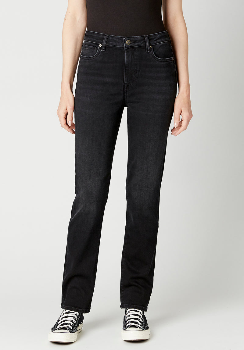 Buffalo David Bitton High Rise STRAIGHT JAYDEN Faded Black Jeans - BL15834 Color CARBON