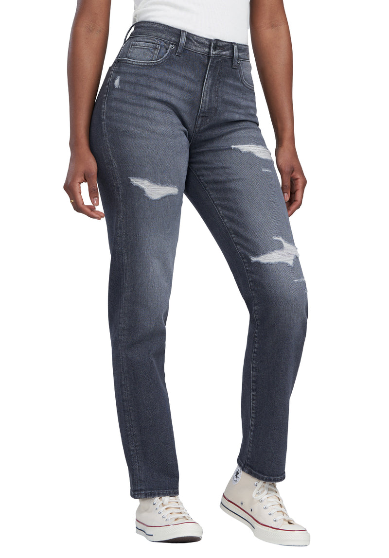 High Rise Straight Jayden Women's Jeans in Authentic Grey - BL15845