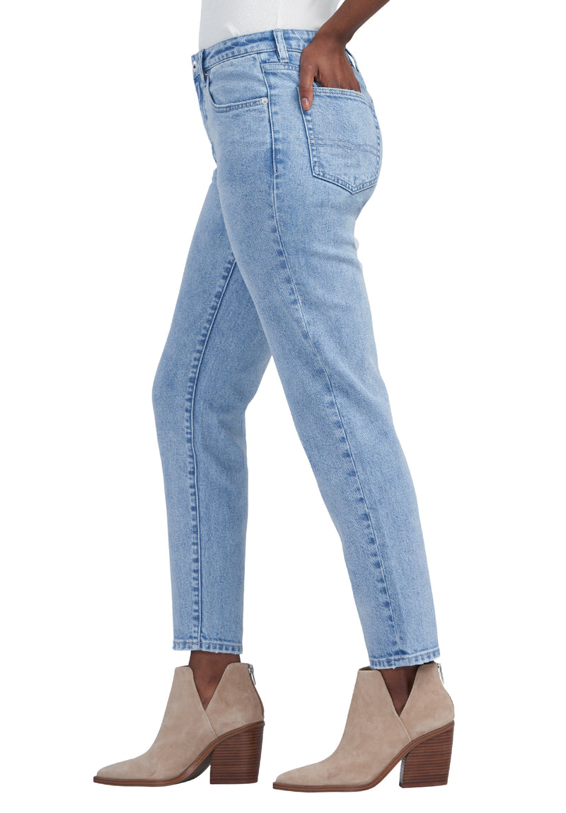 Margot Women's Mom Jeans in Creased and Veined Light Blue - BL15847