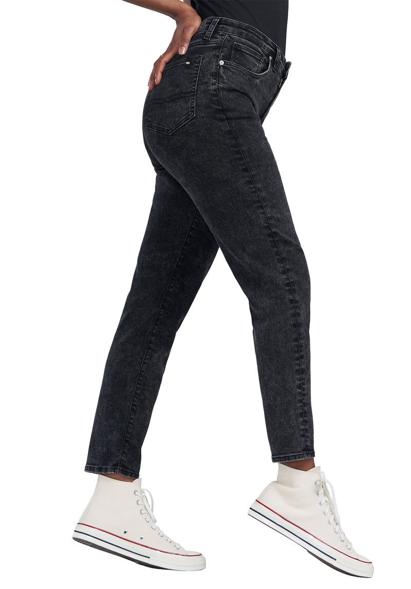 Margot Women's Mom Jeans in Acid Washed Black - BL15850