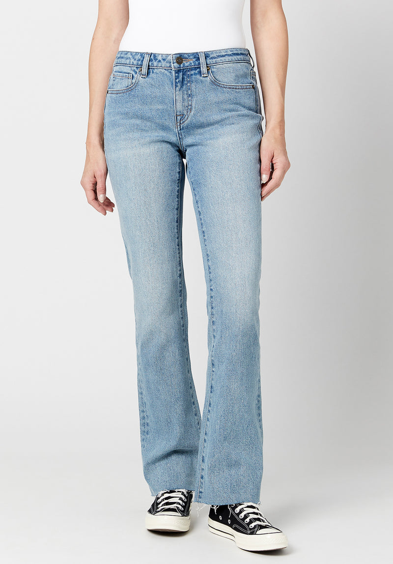 Mid Rise Bootcut Queen Women s Jeans in Vintage Sanded Light Blue BL15857