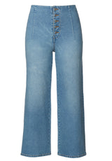Buffalo David Bitton High Rise Cropped and Buttoned Adela Jeans - BL15874 Color INDIGO