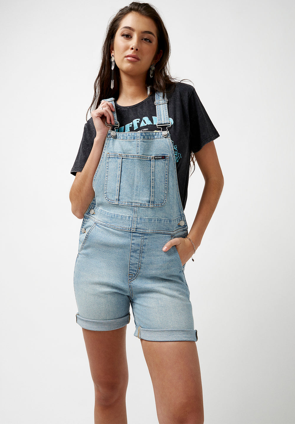 Buffalo Jeans Women s Holly Vintage Overalls Shorts Size S