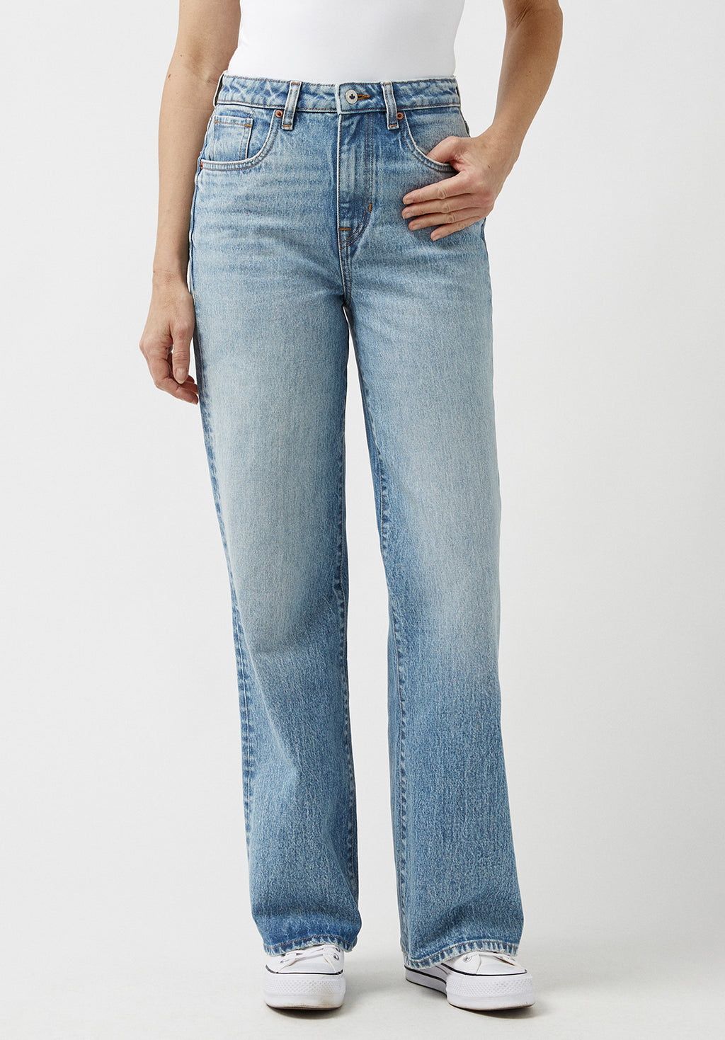 Evensleaves Women's Jeans, Solid Vintage High Waist Straight-Leg