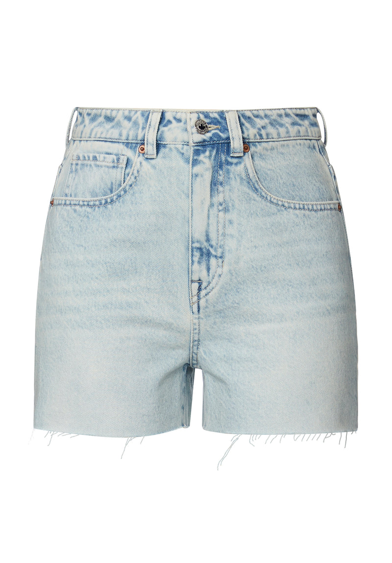 Buffalo David Bitton Super High Rise Joanna Bleached Down Shorts - BL15909 Color INDIGO