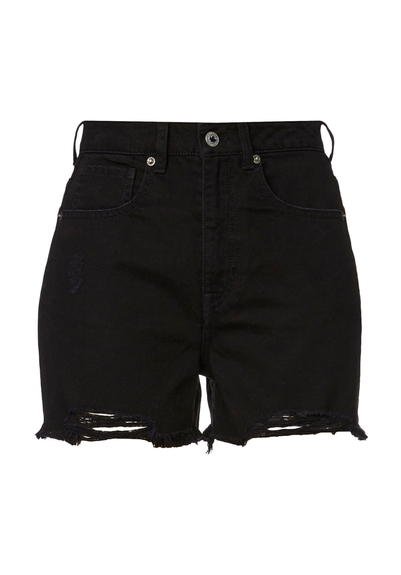 Buffalo David Bitton Super High Rise Joanna Frayed Shorts - BL15913 Color BLACK