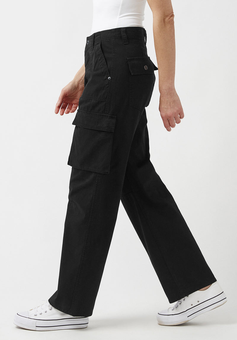 Buffalo David Bitton Low Rise Straight Gia Black Cargo Pants - BL15915 Color BLACK