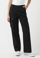 Buffalo David Bitton Low Rise Straight Gia Black Cargo Pants - BL15915 Color BLACK