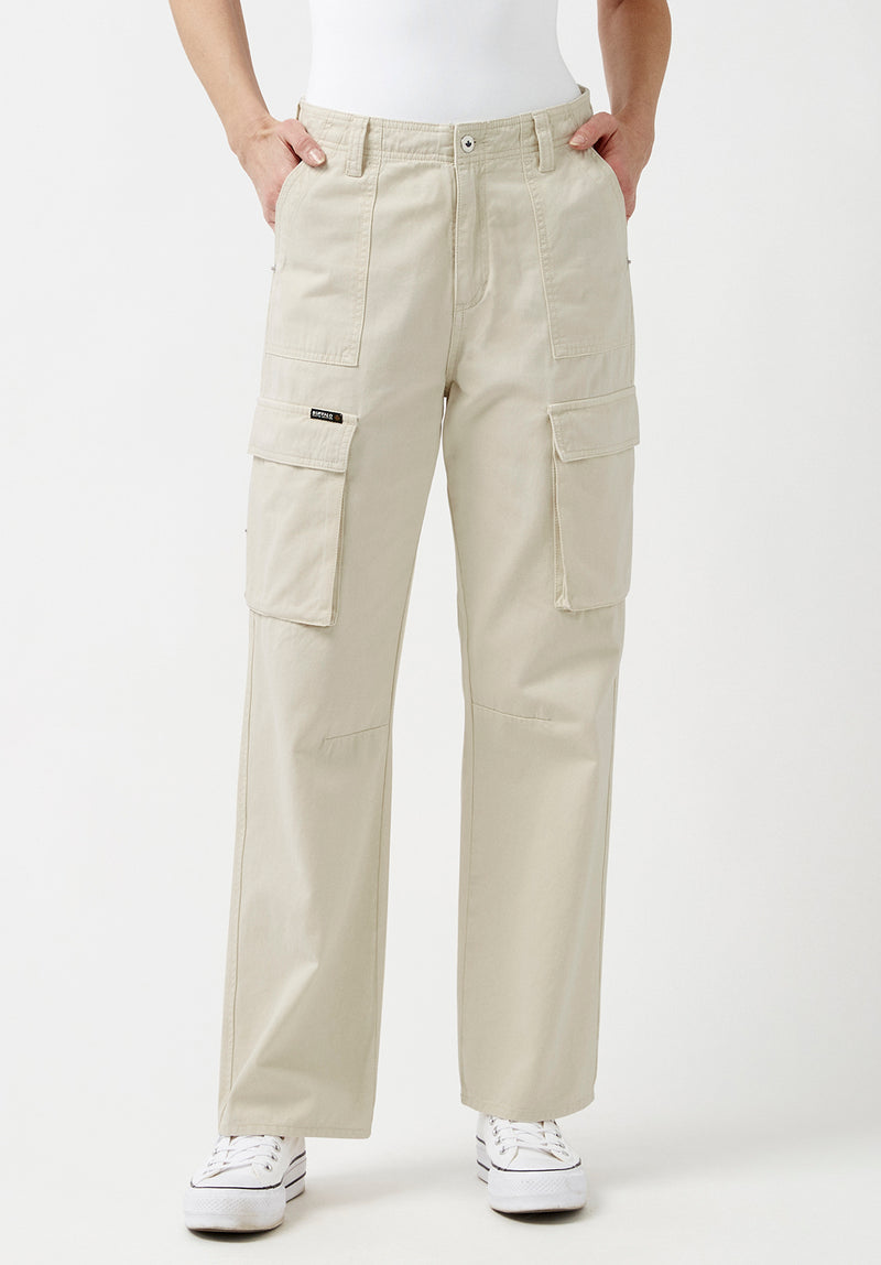 Buffalo David Bitton Low Rise Straight Gia Beige Cargo Pants - BL15915 Color TURTLEDOVE