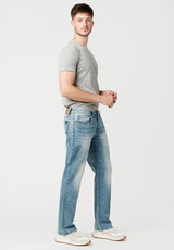 Relaxed Straight Driven Men's Jeans in Sandblasted Light Blue - BM20606