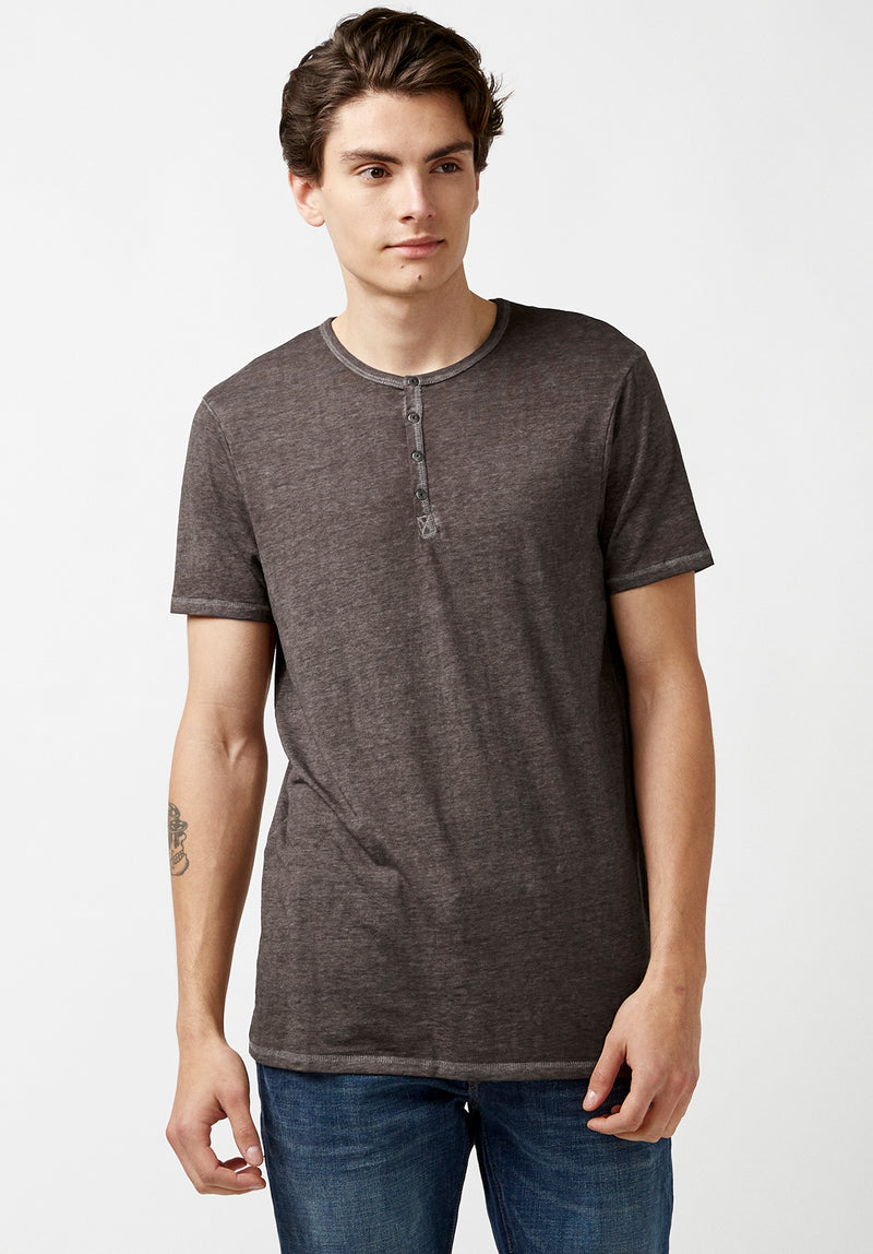 Dark grey henley shirt online