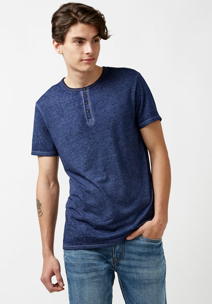 Kasum Men's Short Sleeve Henley, Whale - BM21411