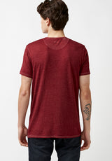 Kasum Buttoned Henley Men's T-Shirt in Dark Red - BM21411