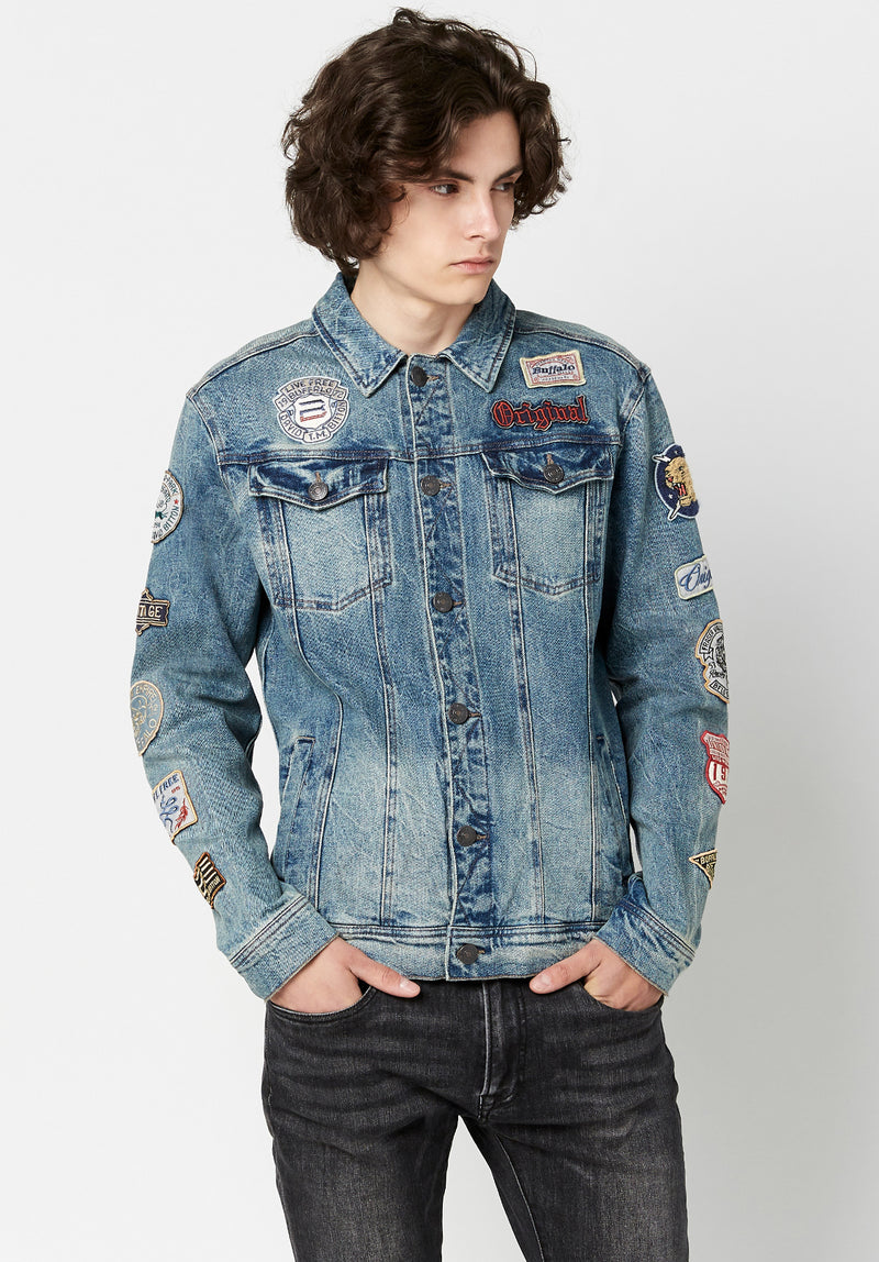 Buffalo David Bitton Vintage Patched Joe Jacket - BM22143 Color INDIGO