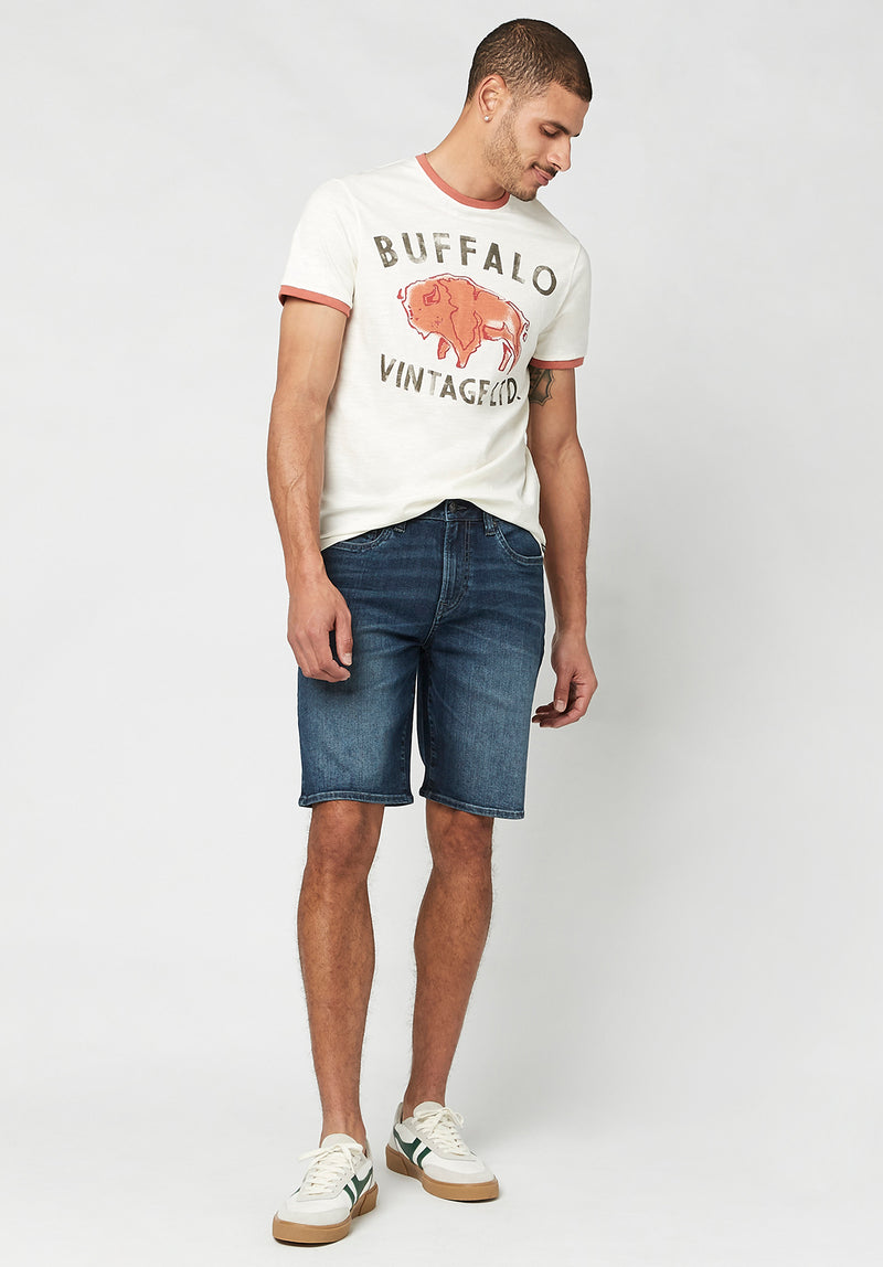 Buffalo David Bitton Worn Indigo RELAXED STRAIGHT DEAN Shorts - BM22781 color INDIGO