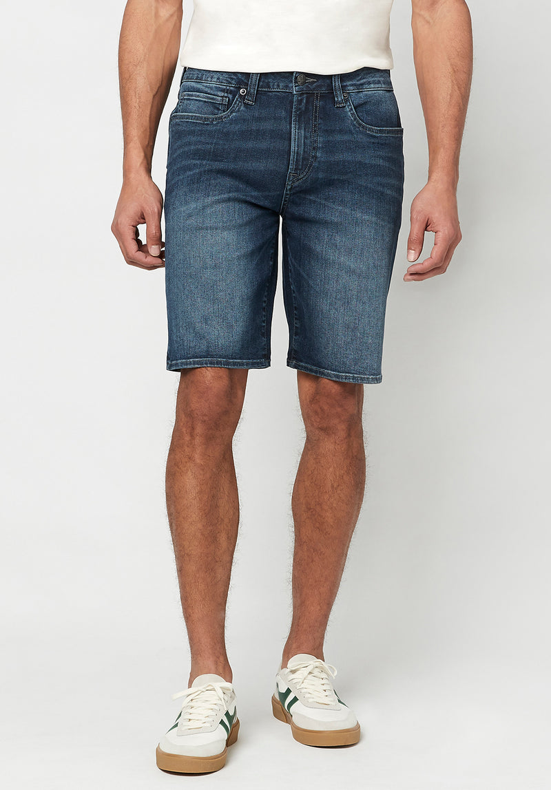 Buffalo David Bitton Worn Indigo RELAXED STRAIGHT DEAN Shorts - BM22781 color INDIGO