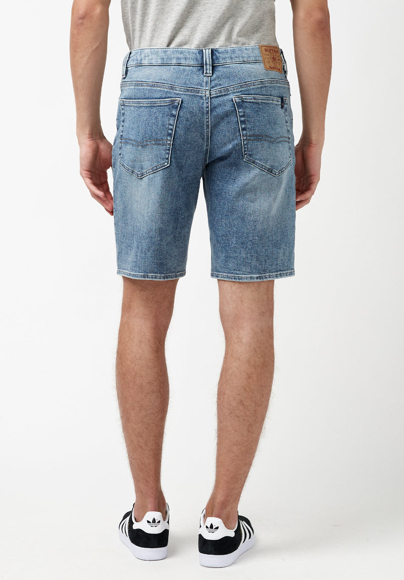 Buffalo David Bitton Super Stretch Relaxed Straight Dean Sanded Shorts - BM22850 Color INDIGO