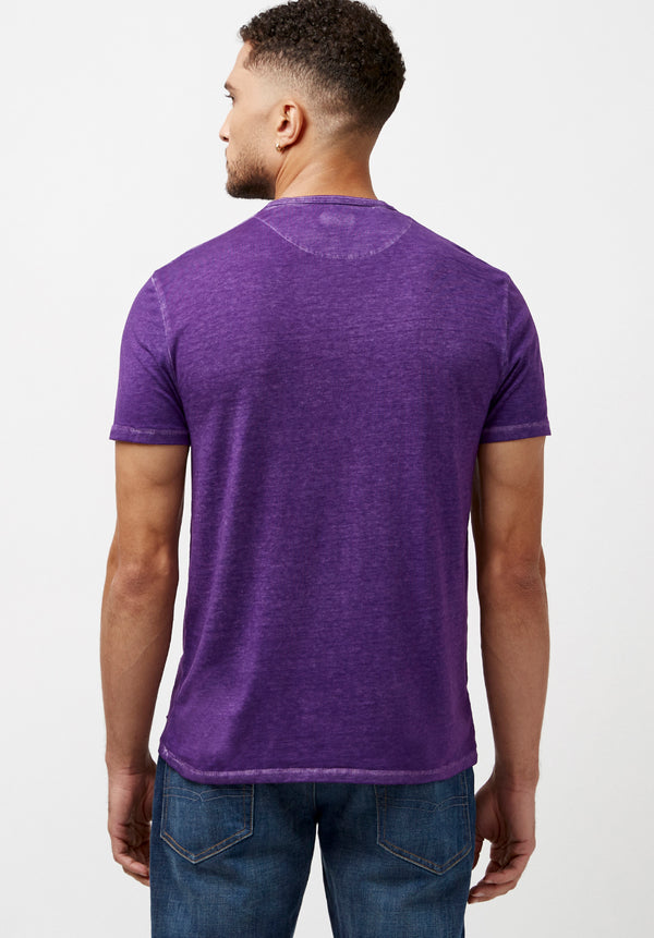 Buffalo David Bitton Buttoned Henley Purple Kasum T-Shirt - BM23835 Color PETUNIA
