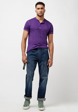 Buffalo David Bitton Buttoned Henley Purple Kasum T-Shirt - BM23835  