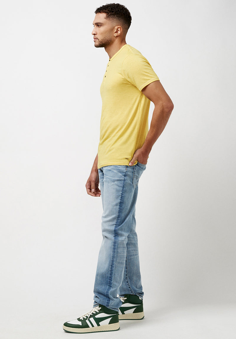 Buttoned Henley Yellow Kasum T-Shirt - BM23835