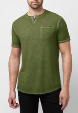 Buffalo David Bitton Kadya Waffle Knit Army Green T-Shirt - BM23844 Color ARMY GREEN