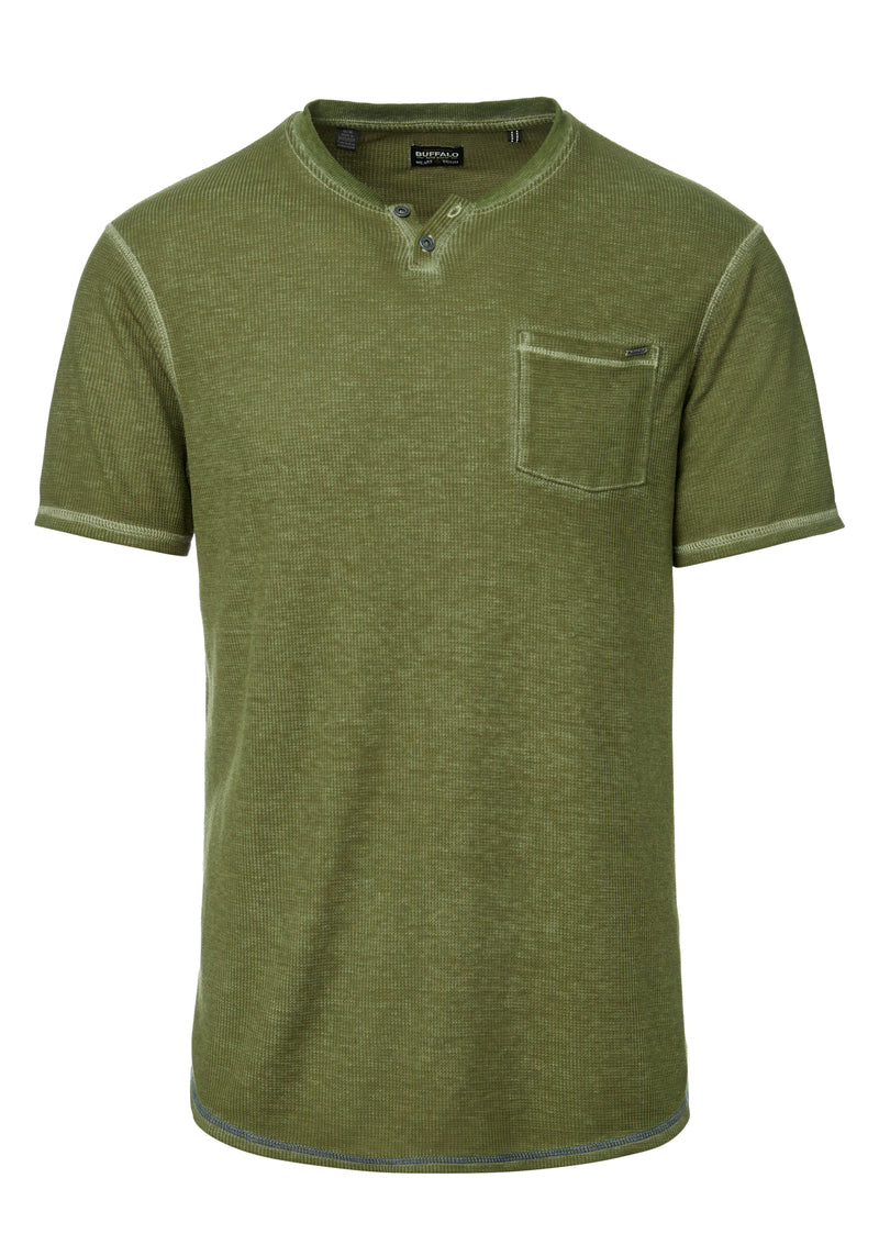 Buffalo David Bitton Kadya Waffle Knit Army Green T-Shirt - BM23844  