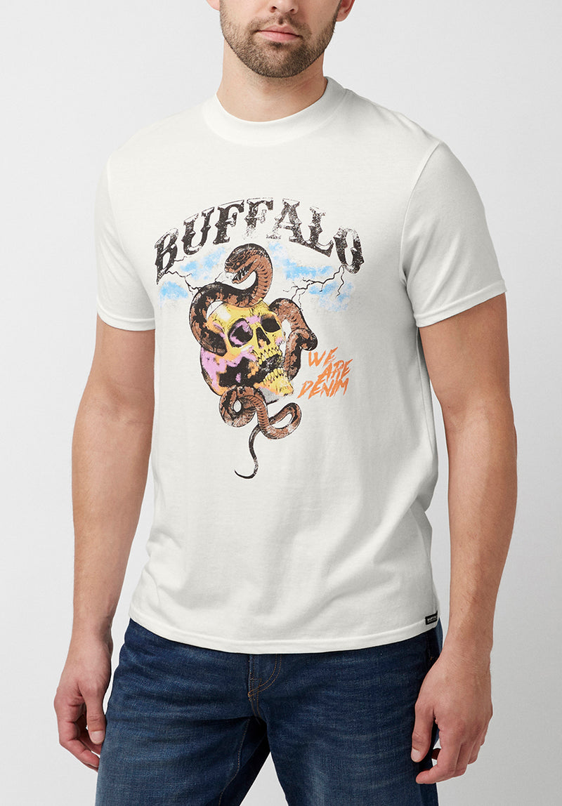 Buffalo David Bitton Tisix Snake & Skull T-Shirt - BM23865 Color MILK
