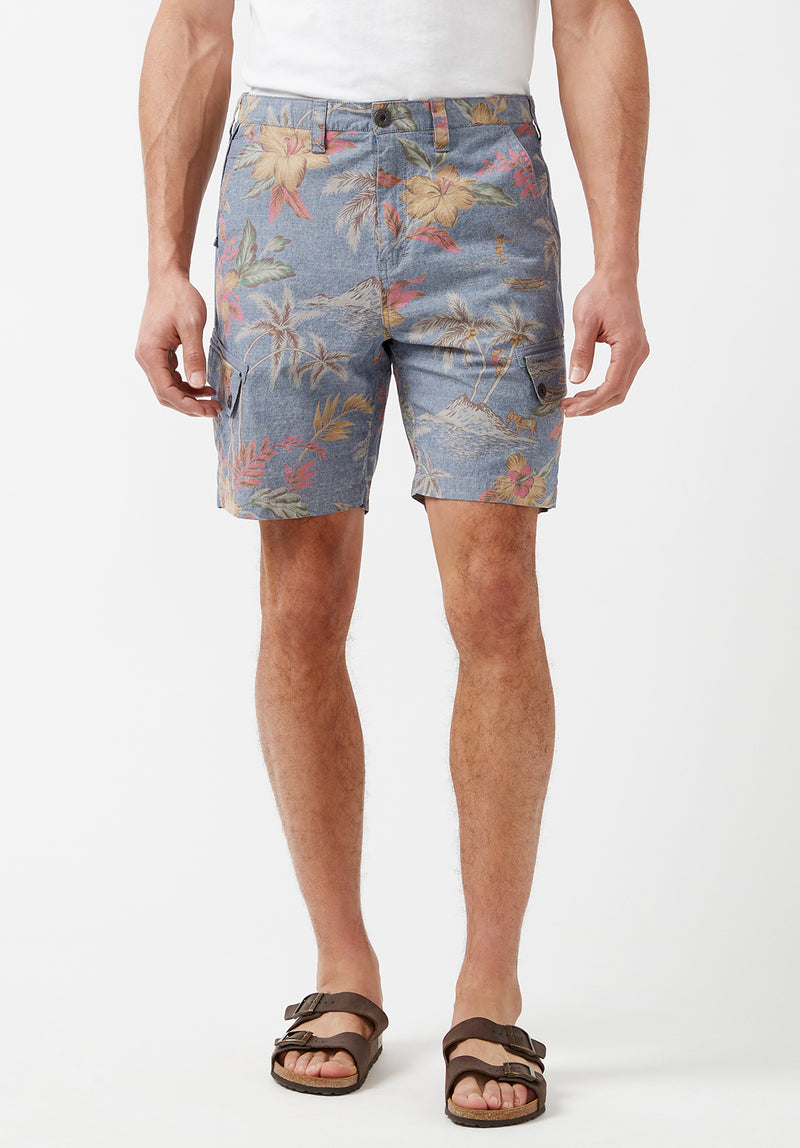 Buffalo David Bitton Hosam Chambray Floral Shorts - BM23900 Color MIRAGE