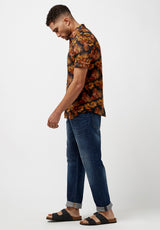 Buffalo David Bitton Short Sleeves Slim Simad Print Shirt - BM23916 Color DUSTY ORANGE