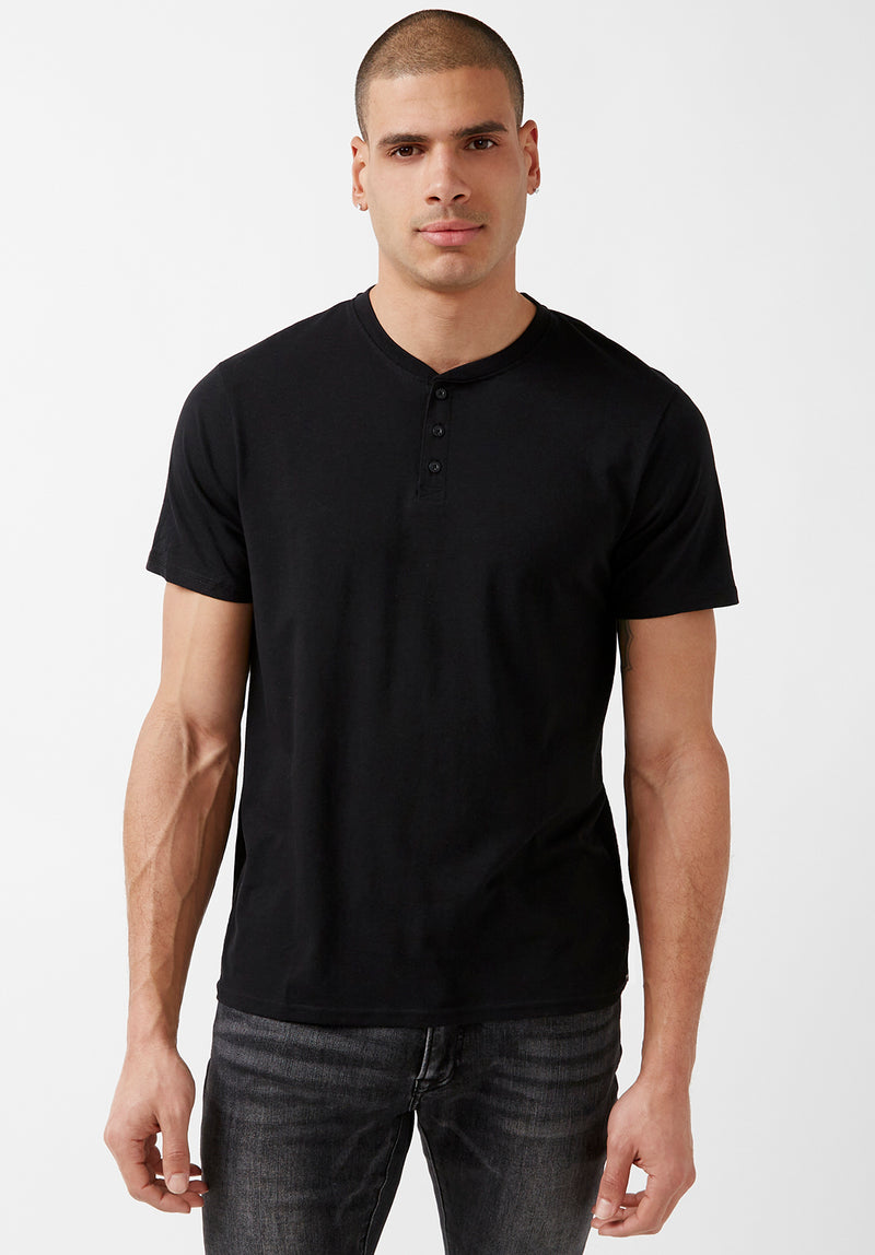 Newson Black Buttoned T-Shirt - BPM13905