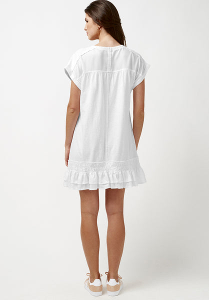 Buffalo David Bitton Halee Ruffle Pocket Dress - KD0715P Color WHITE