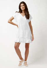 Buffalo David Bitton Halee Ruffle Pocket Dress - KD0715P Color WHITE