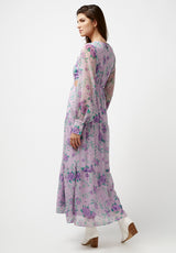 Buffalo David Bitton Cut Out & Tiered Marceline Dress - WD0531P Color PURPLE FLORAL